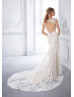 Ivory Floral Lace Tulle Wedding Dress With Cappuccino Lining